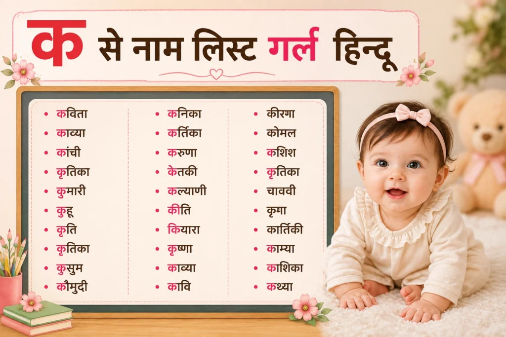 क से नाम लिस्ट गर्ल हिन्दू