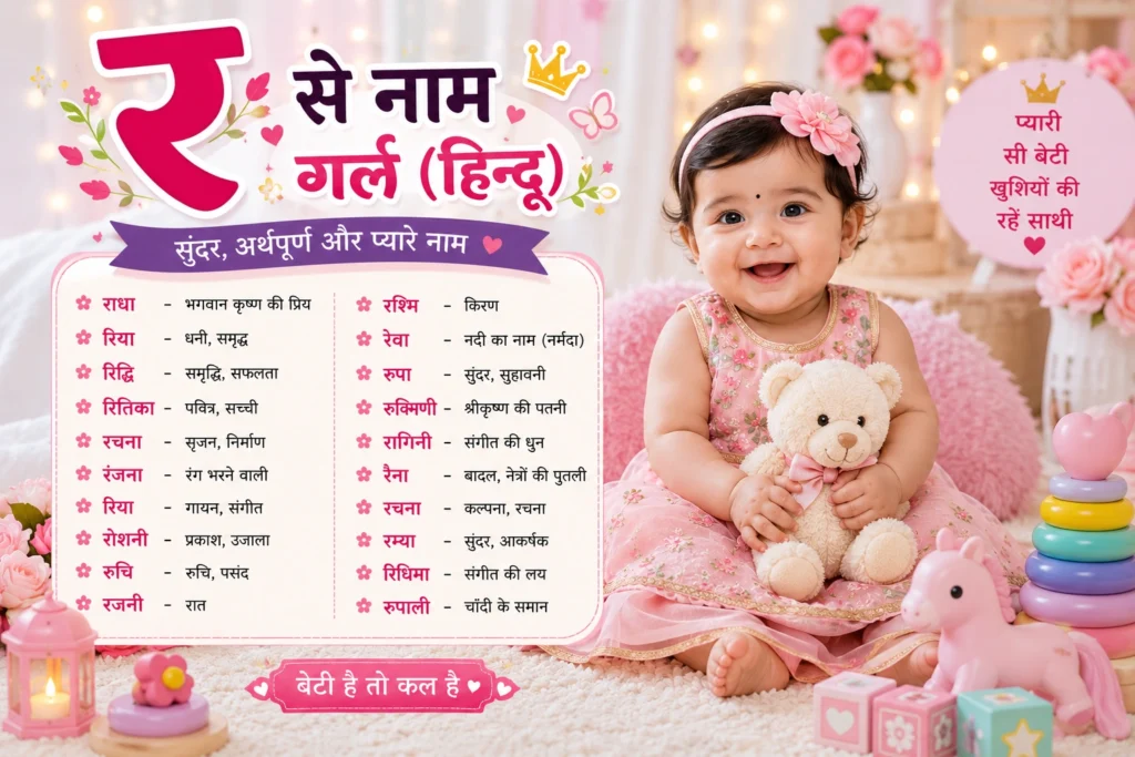 र से नाम गर्ल हिन्दू