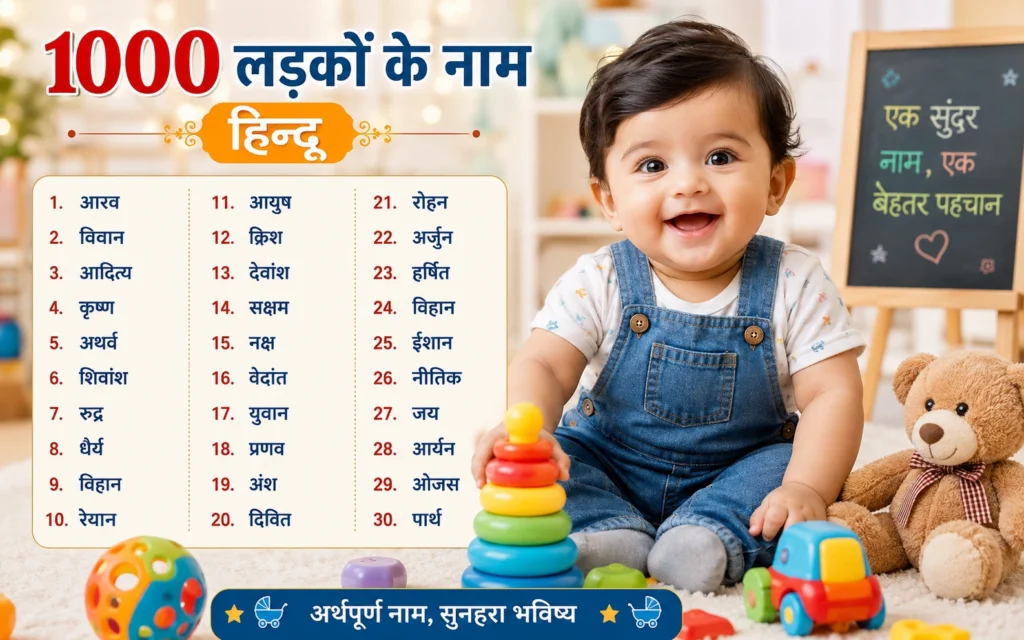 1000 लड़कों के नाम हिन्दू | सुंदर नाम, सुंदर अर्थ 1000 लड़कों के नाम हिन्दू