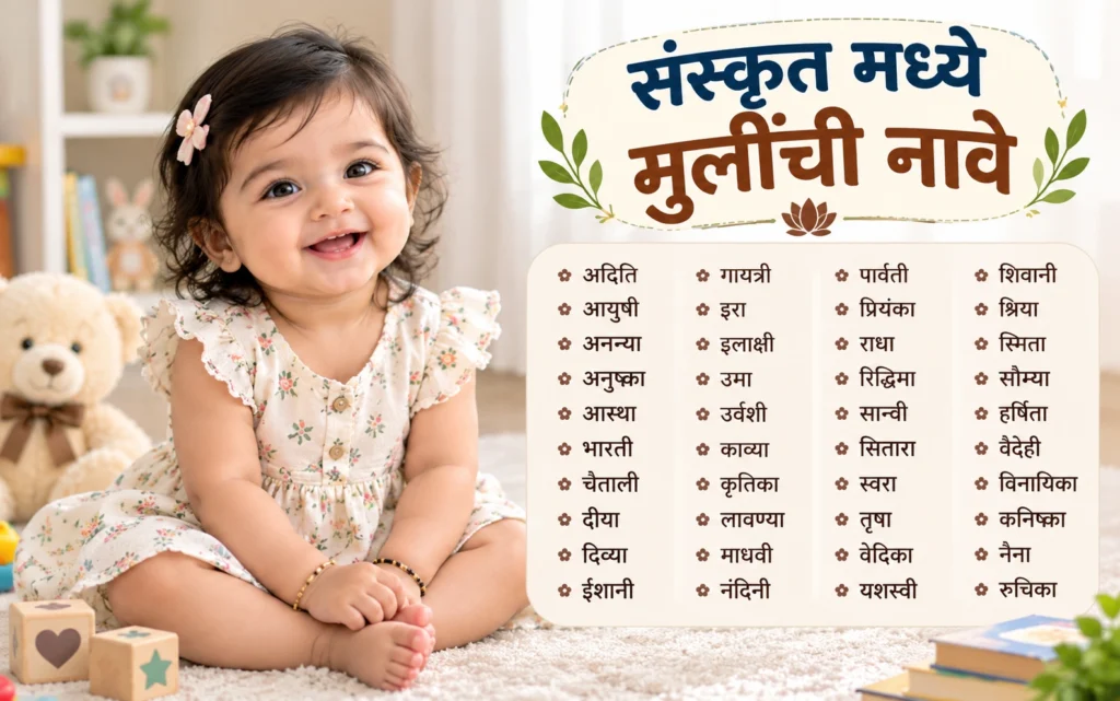 संस्कृत मध्ये मुलींची नावे – 90+ अर्थासह सुंदर नावांची लिस्ट संस्कृत मध्ये मुलींची नावे